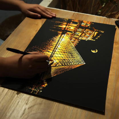 Eco Friendly Wholesale Handmade DIY City Building Scratch Painting Magic Rainbow Scratch Art Paper For Adults 16*11.2 inches