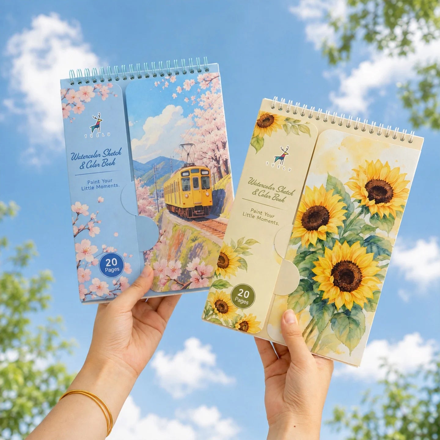Creative Adult Watercolor Paper Coloring Book with 12 ColorsSimply Wet Paint; Portable Spiral-Bound Travel Art Set