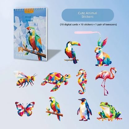 Yuelu Children's Paper Number Puzzle Book Handmade DIY Animal Collage Sticker Focus joy