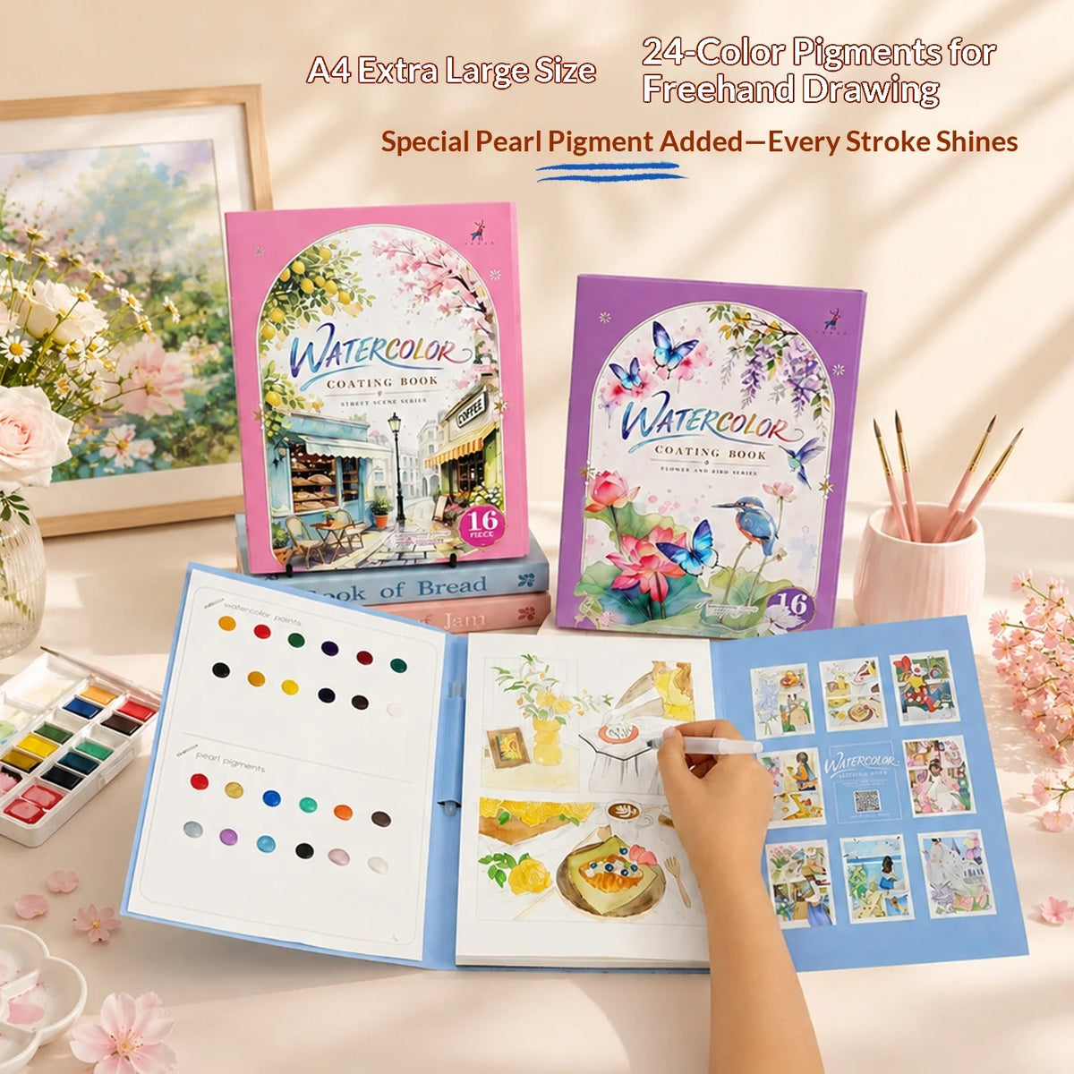 YUELU Creative A4 Paper Watercolor Painting Set with Three-Fold Pages-Cross-Border Hot-Selling Art Supplies Gift