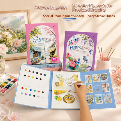 YUELU Creative A4 Paper Watercolor Painting Set with Three-Fold Pages-Cross-Border Hot-Selling Art Supplies Gift