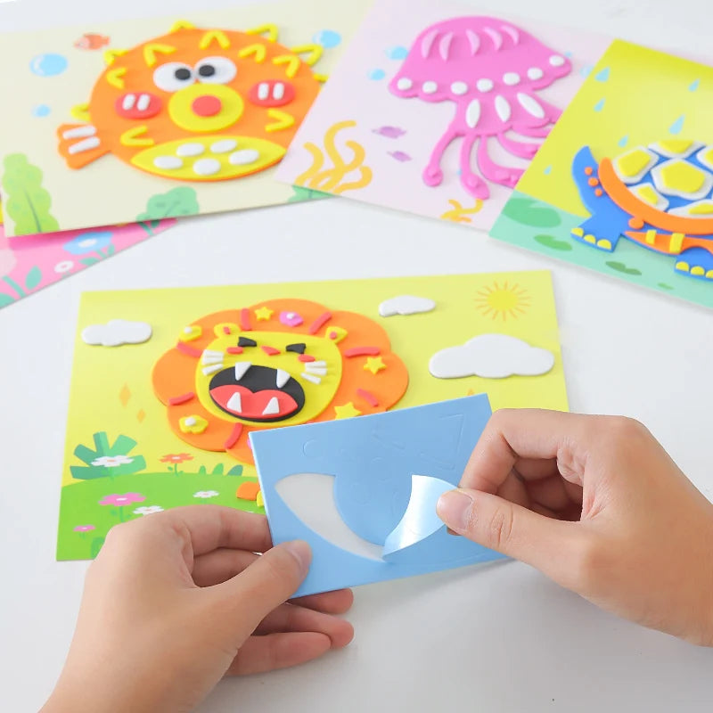 Children's EVA Handmade Stickers Wholesale 3D Puzzle Stickers Cartoon Art Kits Soft Foam Sticker Toy For Kids