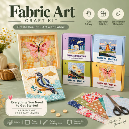DIY Kinusaiga Fabric Art Kit for Adults and Kids Creative Fabric Collage Art Set with Tools Gift Box