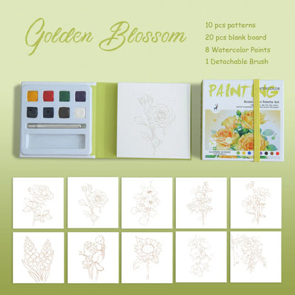 YUELU Travel Portable Mini Watercolor Kit with 8 Built-in Colors and Water Brush Watercolor Paper Sketchbook