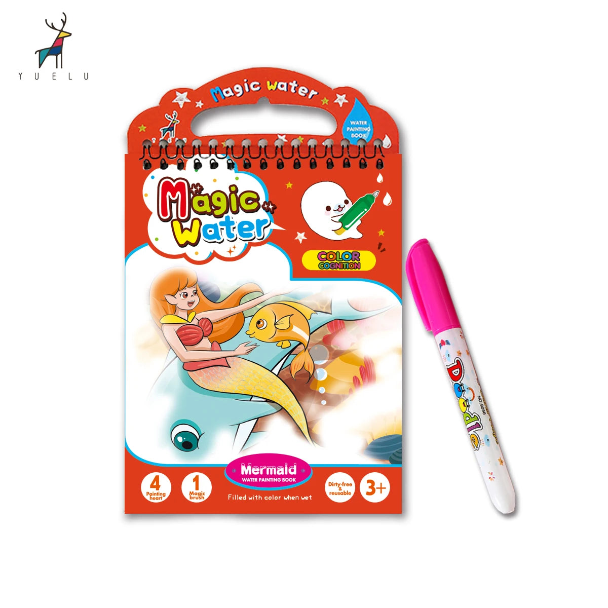 Hot Eco Christmas Educational Drawing Kids Magic Color Paint Water Book Magic Water Colouring Book With Doodle Pen