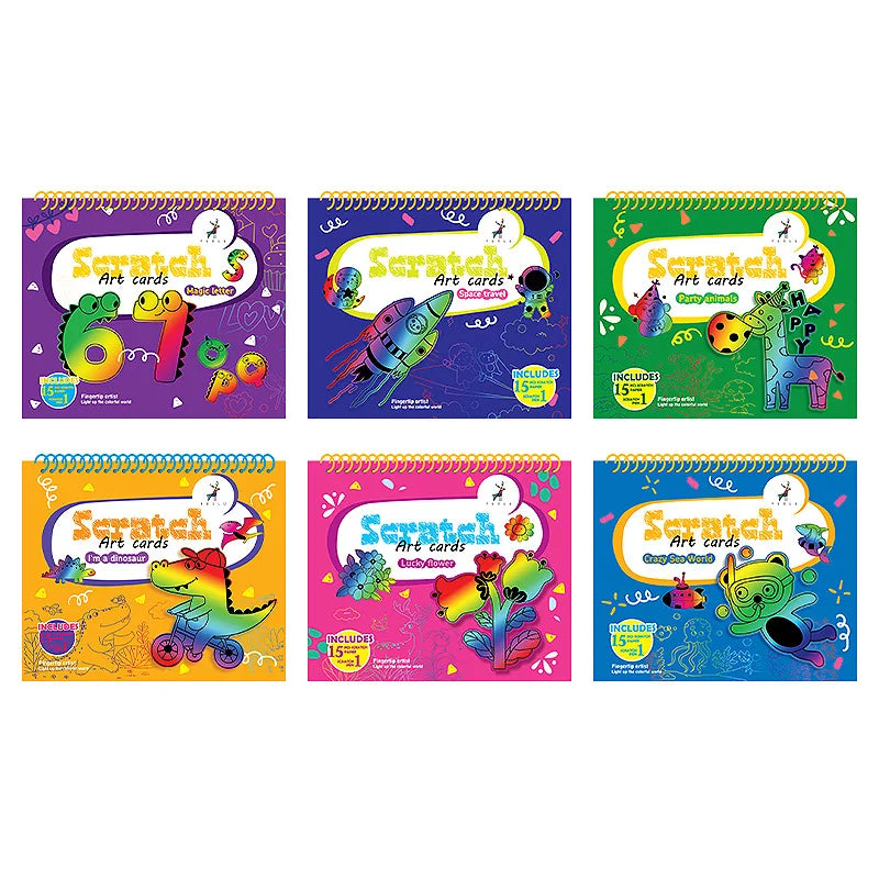 Customized Art Scratch book for kids Magic Painting Scratch Paper Set DIY Kids Colorful Scratch card