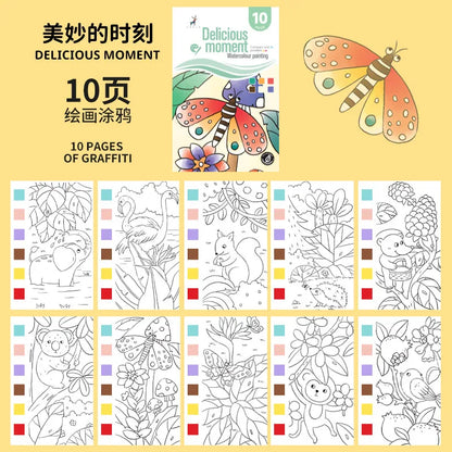 YUELU Wholesale Children Pocket Watercolor Painting Book Magic Travel Pocket Watercolor Book Set With Paint And Paint Brush