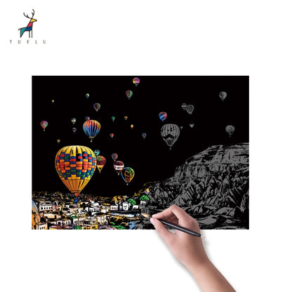 A4 Size Scratch Painting DIY City Building