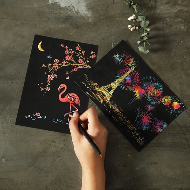 DIY Drawing Art Scratch Poster Toys Animal Paint
