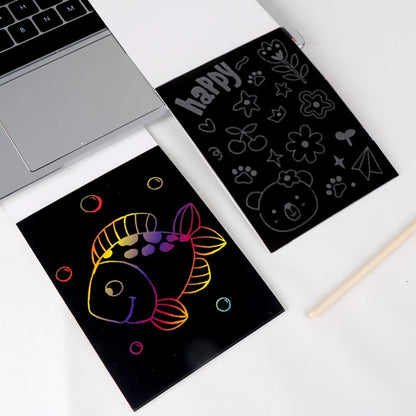 Wholesale Cheap Stationery DIY Scratch Notebook 10sheets Rainbow Scratch Paper Art Set For Kids