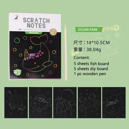 Wholesale Cheap Stationery DIY Scratch Notebook 10sheets Rainbow Scratch Paper Art Set For Kids