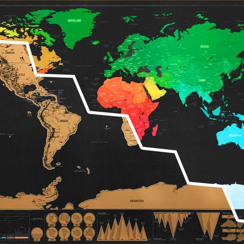 YUELU scratch map, big black gold map, creative gift world version map scratch map