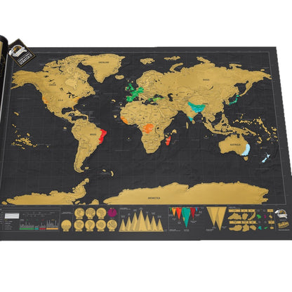YUELU scratch map, big black gold map, creative gift world version map scratch map