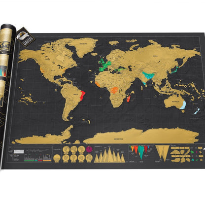 YUELU scratch map, big black gold map, creative gift world version map scratch map