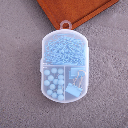 YUELU Creative colorful paper clip ticket clip thumbtack three-in-one combination office combination cute student stationery set