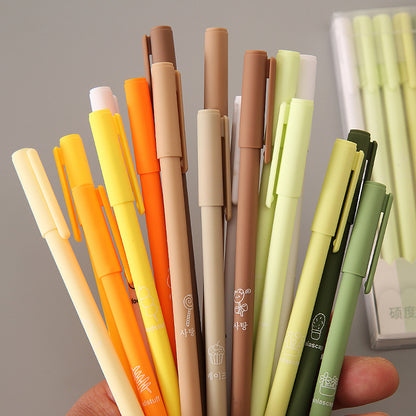 YUELU Morandi color neutral pen student stationery high value black pen brush special quick-drying water pen signature pen set