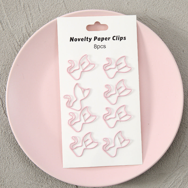 YUELU Creative metal paper clips 8 packs cute student hollow distinction needle office learning materials bookmark test paper clip