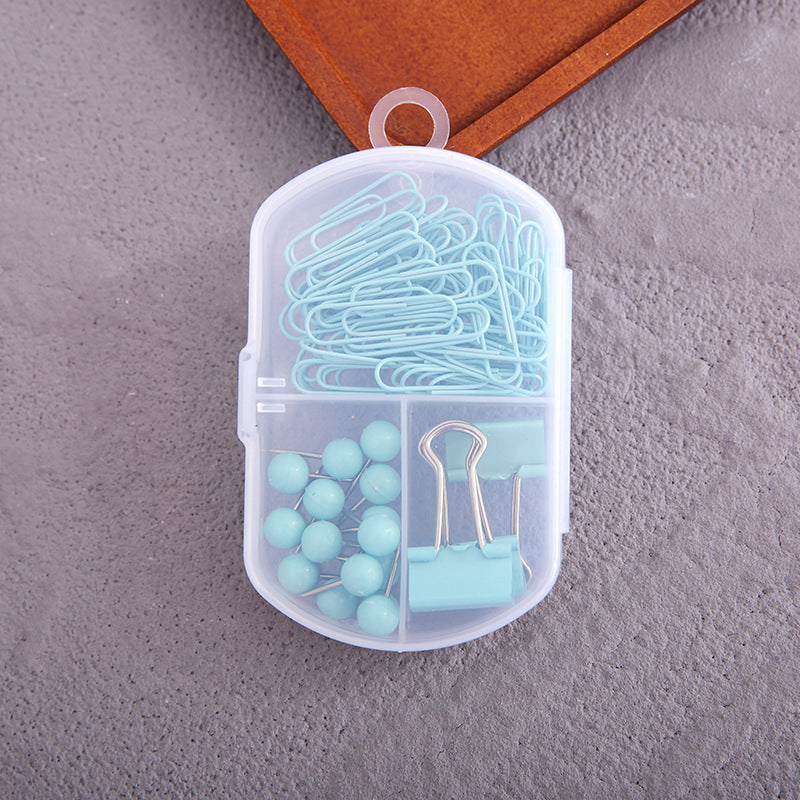 YUELU Creative colorful paper clip ticket clip thumbtack three-in-one combination office combination cute student stationery set