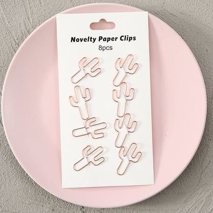 YUELU Creative metal paper clips 8 packs cute student hollow distinction needle office learning materials bookmark test paper clip
