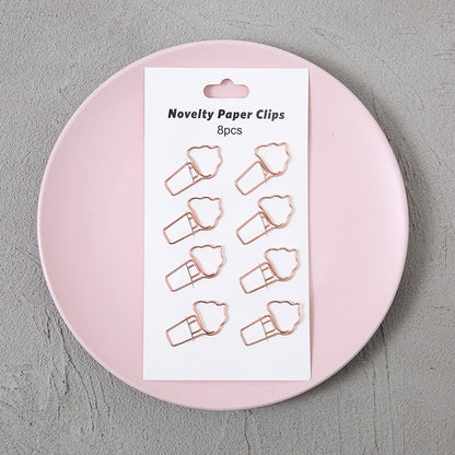 YUELU Creative metal paper clips 8 packs cute student hollow distinction needle office learning materials bookmark test paper clip