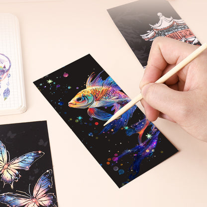 Colorful Scratch Art Paper DIY Bookmarks for Kids
