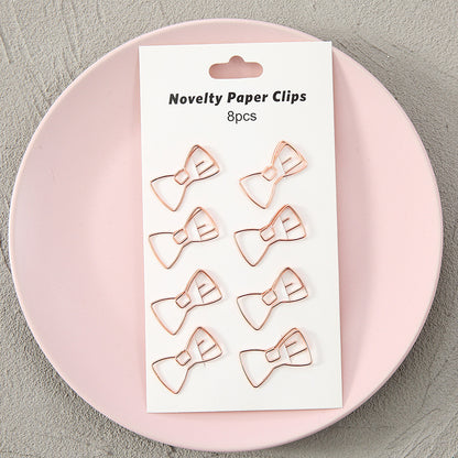 YUELU Creative metal paper clips 8 packs cute student hollow distinction needle office learning materials bookmark test paper clip