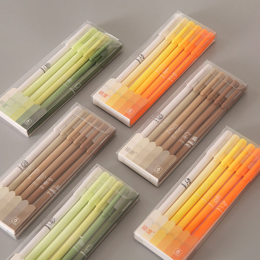 YUELU Morandi color neutral pen student stationery high value black pen brush special quick-drying water pen signature pen set