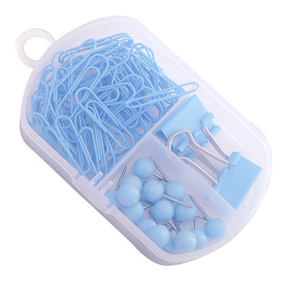 YUELU Creative colorful paper clip ticket clip thumbtack three-in-one combination office combination cute student stationery set