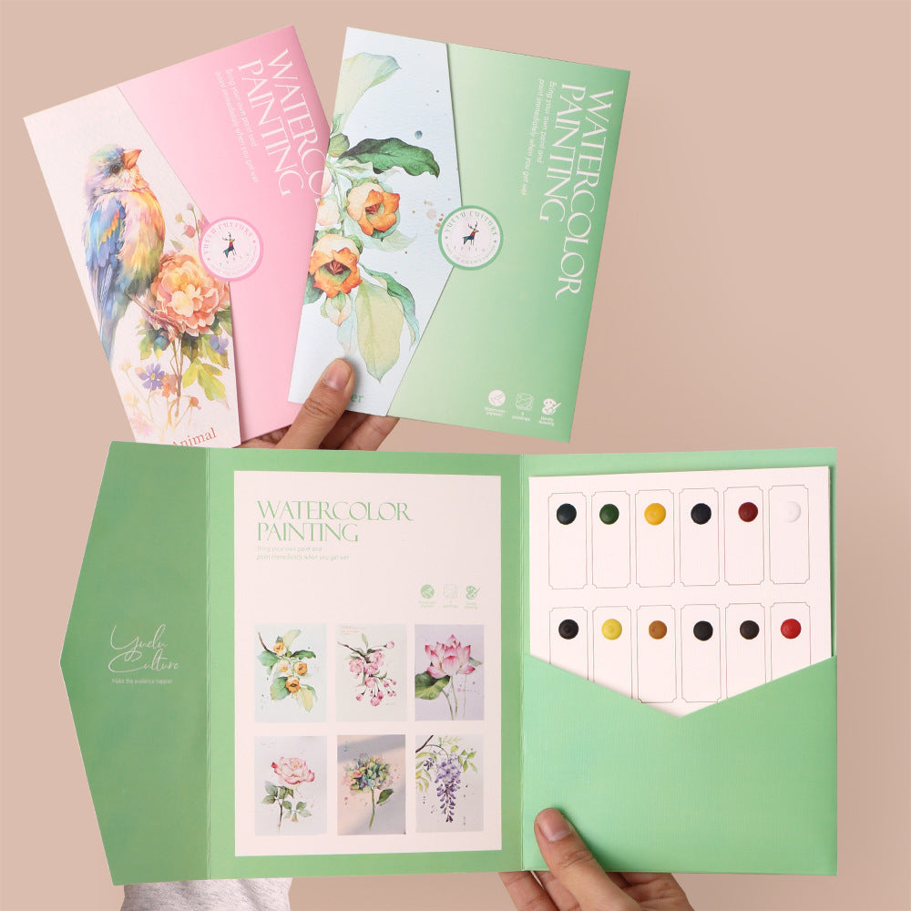 Innovative Coloring Book with 12 Vibrant Watercolor Pigments for Kids' Artistic Creations
