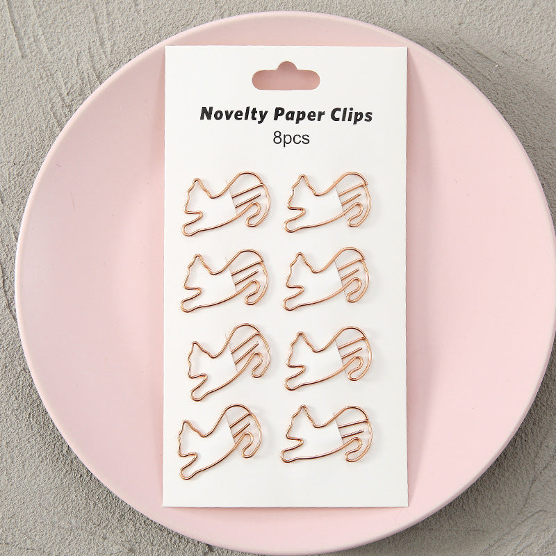 YUELU Creative metal paper clips 8 packs cute student hollow distinction needle office learning materials bookmark test paper clip