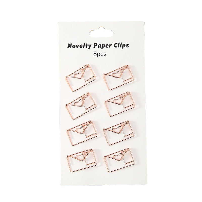 YUELU Creative metal paper clips 8 packs cute student hollow distinction needle office learning materials bookmark test paper clip