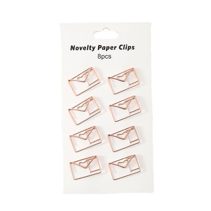 YUELU Creative metal paper clips 8 packs cute student hollow distinction needle office learning materials bookmark test paper clip