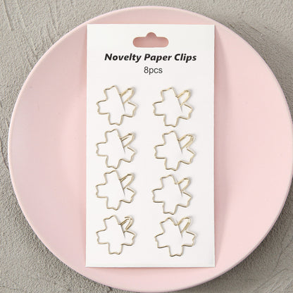 YUELU Creative metal paper clips 8 packs cute student hollow distinction needle office learning materials bookmark test paper clip