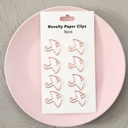 YUELU Creative metal paper clips 8 packs cute student hollow distinction needle office learning materials bookmark test paper clip