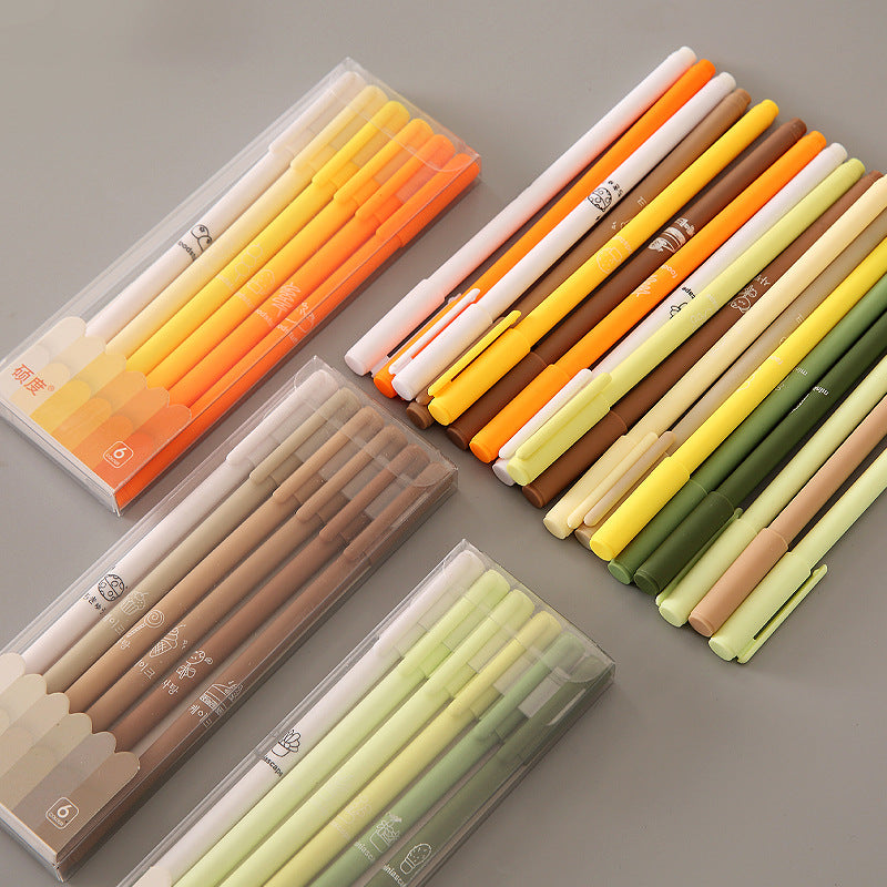 YUELU Morandi color neutral pen student stationery high value black pen brush special quick-drying water pen signature pen set