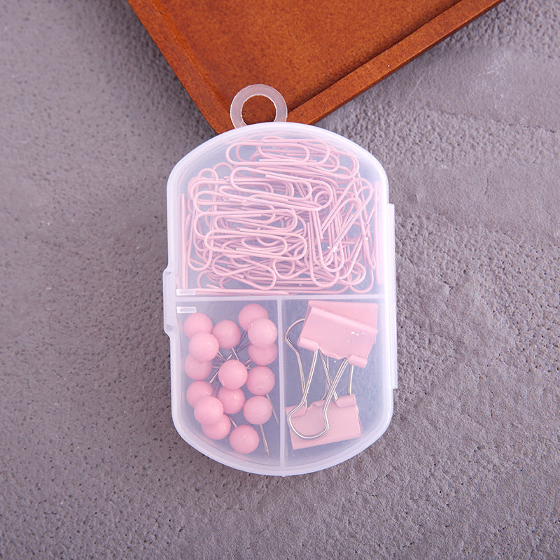 YUELU Creative colorful paper clip ticket clip thumbtack three-in-one combination office combination cute student stationery set
