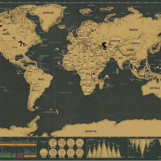 YUELU scratch map, big black gold map, creative gift world version map scratch map