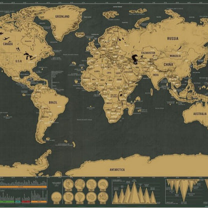 YUELU scratch map, big black gold map, creative gift world version map scratch map