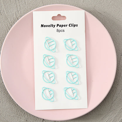 YUELU Creative metal paper clips 8 packs cute student hollow distinction needle office learning materials bookmark test paper clip