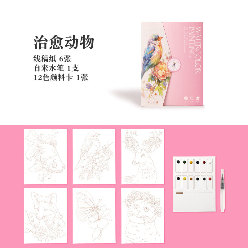 Innovative Coloring Book with 12 Vibrant Watercolor Pigments for Kids' Artistic Creations