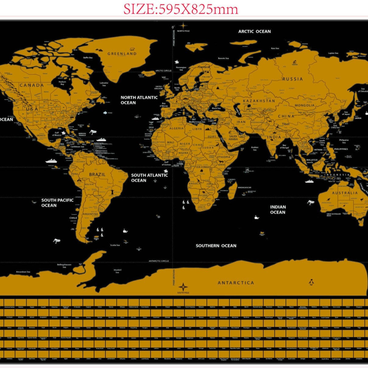 YUELU scratch map, big black gold map, creative gift world version map scratch map