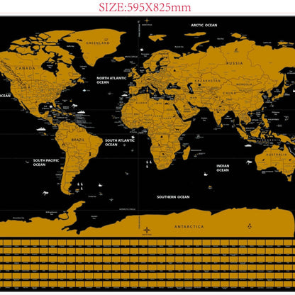 YUELU scratch map, big black gold map, creative gift world version map scratch map