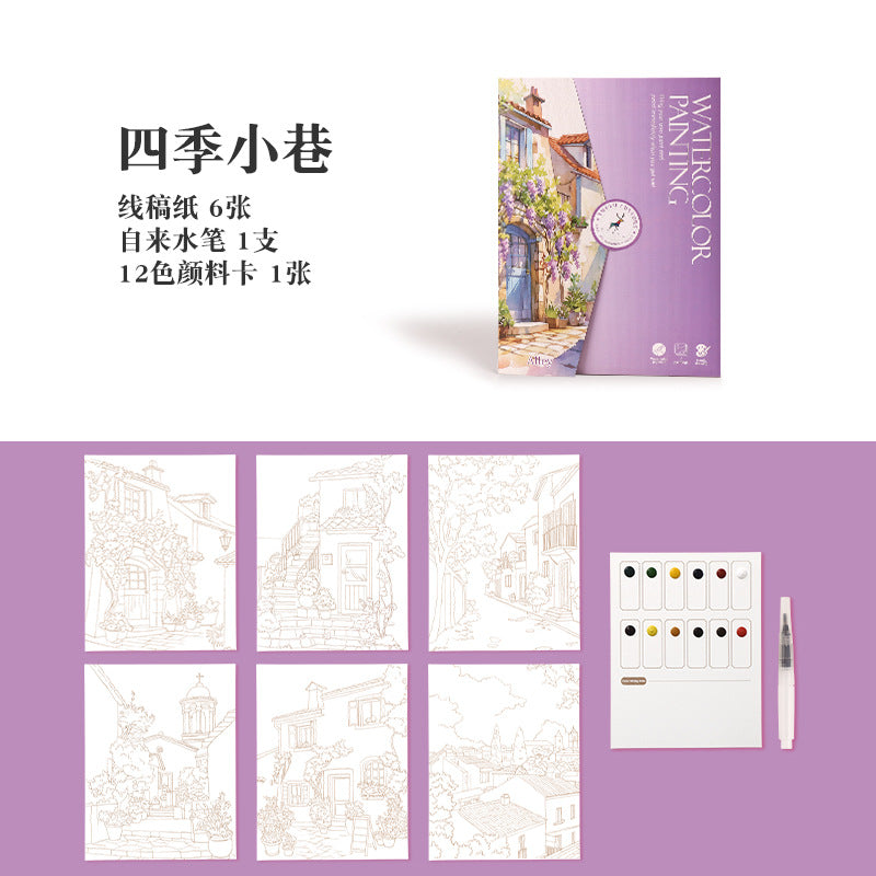 Innovative Coloring Book with 12 Vibrant Watercolor Pigments for Kids' Artistic Creations