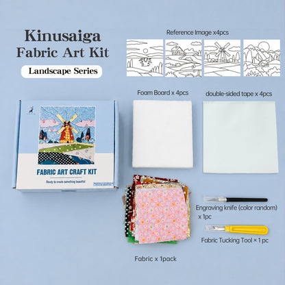 DIY Kinusaiga Fabric Art Kit for Adults and Kids Creative Fabric Collage Art Set with Tools Gift Box