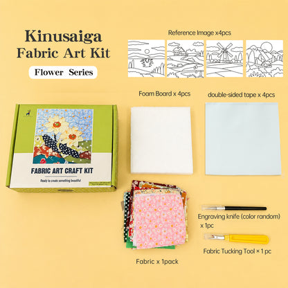 DIY Kinusaiga Fabric Art Kit for Adults and Kids Creative Fabric Collage Art Set with Tools Gift Box