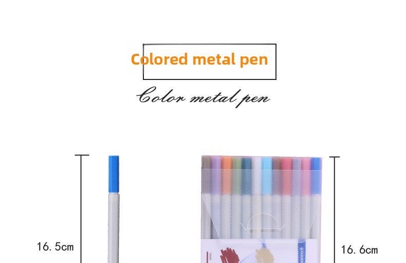 YUELU Metallic marker Water-based marker DIY handbook Color painting Black card pen 12-color graffiti pen