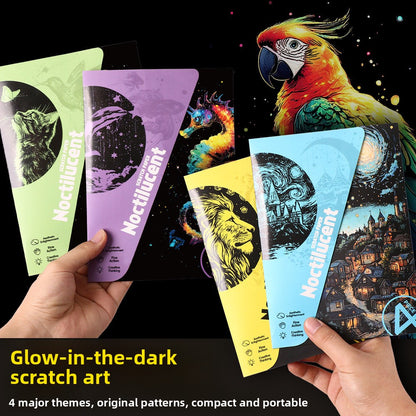 Glow in the Dark with YUELU A5 Scratch Art Paper, 4 Sheets of Adult Colorful Scratch Drawing for Students, Creative Toy Scratch Art Set