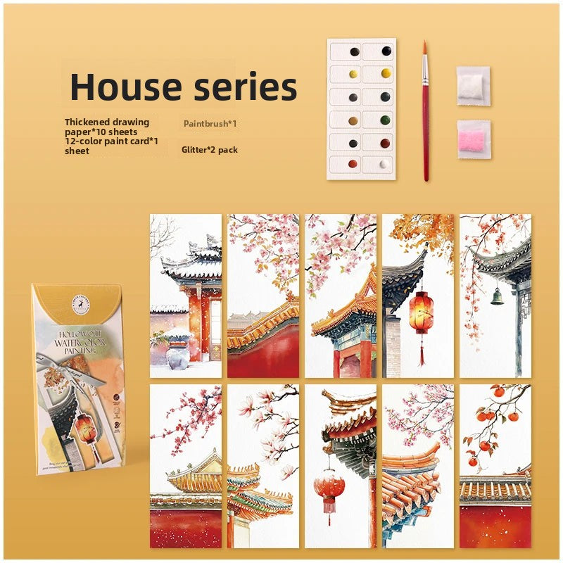 YUELU 10pcs/set Watercolor Bookmark Painting Set