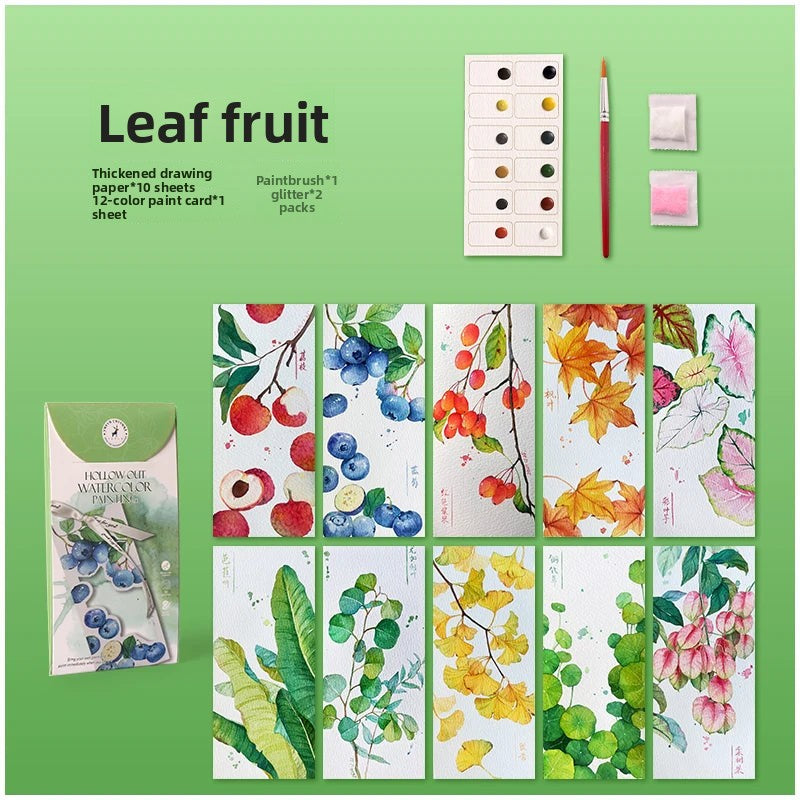 YUELU 10pcs/set Watercolor Bookmark Painting Set