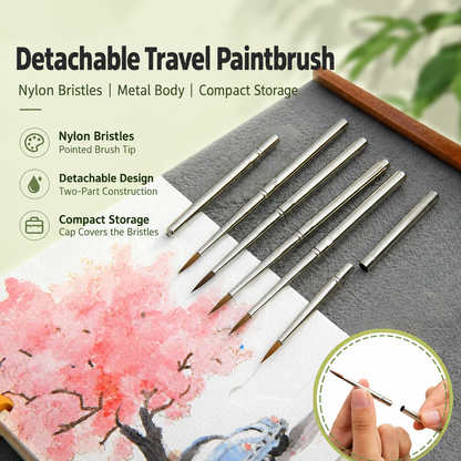 YUELU detachable travel paintbrush with nylon bristles and metal body
